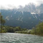 Enns nad ústím Salzabachu v srpnu 2019