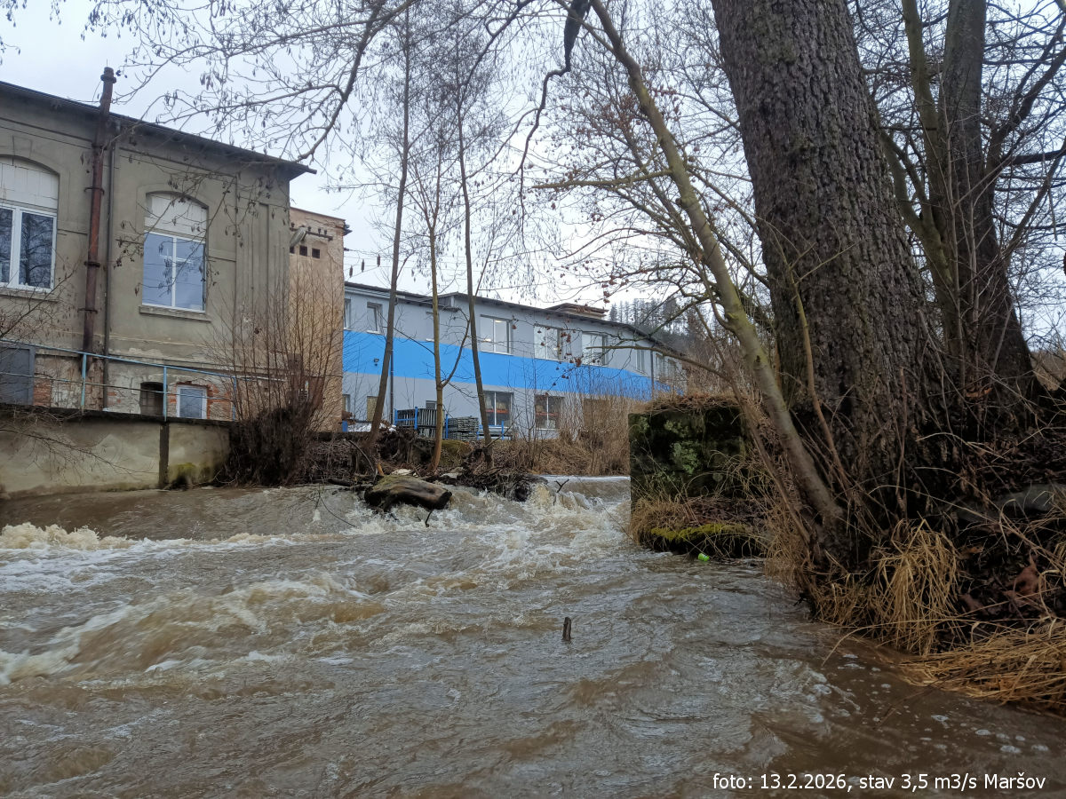 rkm. 47,3 Jez v Žabokrkách, stav 65 cm na vodočtu v Maršově