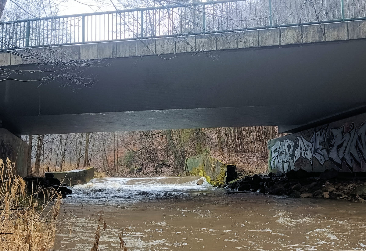 rkm. 53,3 Jez za Petrovicemi, stav 65 cm na vodočtu v Maršově