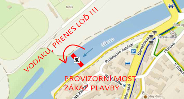 Mapa s přenášením provizorního mostu