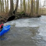 Před Chábory za stavu 3,3 m3/s v Cháborech, 6.1.2018